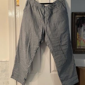Worn once - XL Uniqlo cotton indigo striped relaxed pant